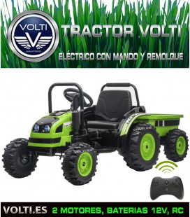 TRACTOR ELECTRICO 90 WATIOS BATERIA 12 VOLTIOS CON MANDO Y REMOLQUE