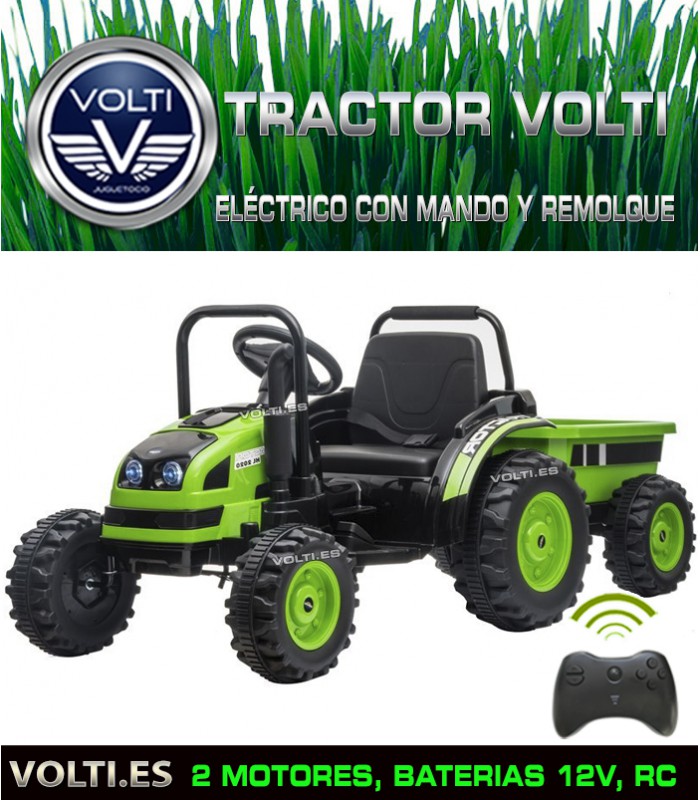 TRACTOR ELECTRICO 90 WATIOS BATERIA 12 VOLTIOS CON MANDO Y REMOLQUE