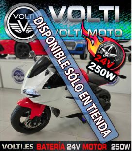 MOTO ELÉCTRICA NIÑOS 24 VOLTIOS, MOTOR 250 WATIOS, ACELERADOR EN PUÑO