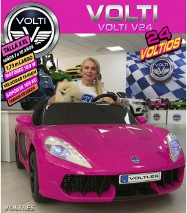 COCHE ELECTRICO 24 VOLTIOS COLOR ROSA GIGANTE TAMAÑO XXL CONDUCCION REAL