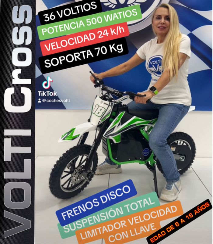 MOTO CROSS ELÉCTRICA PARA NIÑOS POTENCIA 500 WATIOS