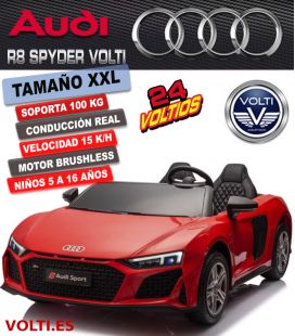 AUDI R8 SPYDER  TAMAÑO XXL CONDUCCIÓN REAL 2 ASIENTOS SOPORTA 100 Kg