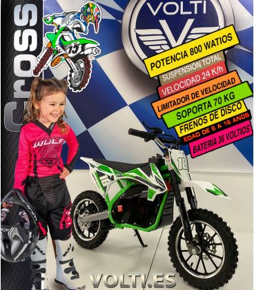 MOTO ELÉCTRICA NIÑOS 36 VOLTIOS MOTOR 800 WATIOS ACELERADOR EN PUÑO
