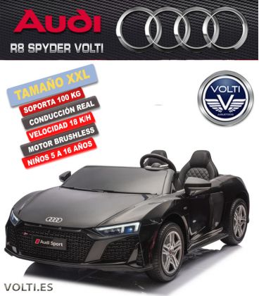 AUDI R8 SPYDER TAMAÑO XXL CONDUCCIÓN REALMOTOR BRUSHLESS SOPORTA 100 Kg