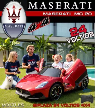 MASERATI MC20 24 VOLTIOS Y 4 MOTORES, BIPLAZA PARA DOS NIÑOS TALLA XXL
