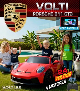 PORSCHE PARA NIÑOS 911 GT3 CON MANDO RC 4 MOTORES BIPLAZA