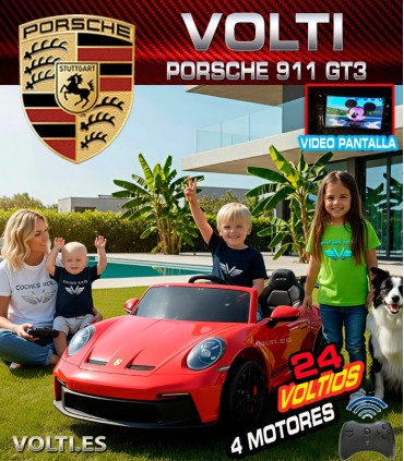 PORSCHE PARA NIÑOS 911 GT3 CON MANDO RC 4 MOTORES BIPLAZA