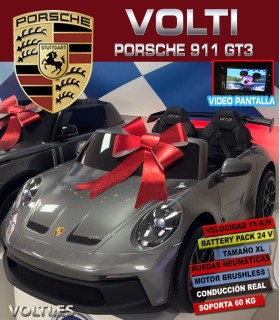 PORSCHE 911 GT3 PARA NIÑOS VELOCIDAD 15 KM/H MOTOR BRUSHLESS BIPLAZA