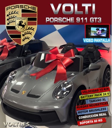 PORSCHE 911 GT3 PARA NIÑOS VELOCIDAD 15 KM/H MOTOR BRUSHLESS BIPLAZA