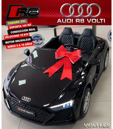 AUDI R8 SPYDER TAMAÑO XXL CONDUCCIÓN REALMOTOR BRUSHLESS SOPORTA 100 Kg