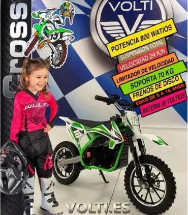 MOTO ELÉCTRICA NIÑOS 36 VOLTIOS MOTOR 800 WATIOS ACELERADOR EN PUÑO