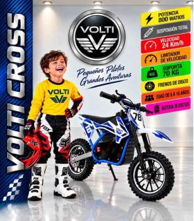 MOTO ELÉCTRICA PARA NIÑOS 36 VOLTIOS, MOTOR 800 WATIOS, ACELERADOR EN PUÑO