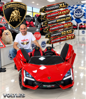 LAMBORGHINI REVUELTO PARA NIÑOS BIPLAZA CONDUCCION REAL MOTOR BRUSHLESS 200 W. BATTERY PACK 24 V
