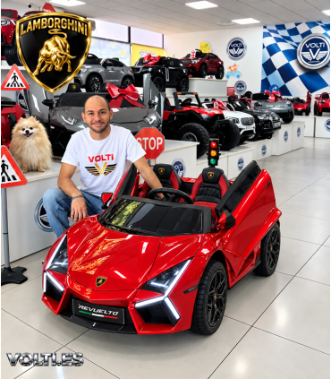 LAMBORGHINI REVUELTO PARA NIÑOS BIPLAZA CONDUCCION REAL MOTOR BRUSHLESS 200 W. BATTERY PACK 24 V