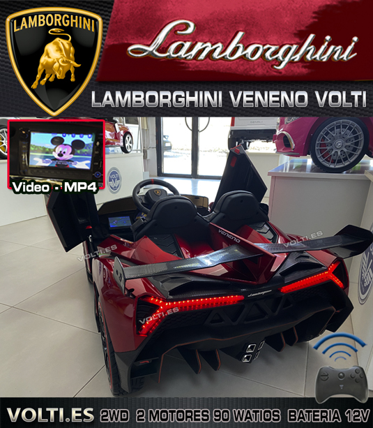 LAMBORGHINI VENENO BIPLAZA 90 WATIOS COCHE ELECTRICO PARA NIÑOS